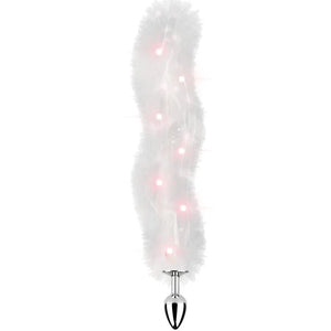 Foxy Tail - Light Up Faux Fur Butt Plug - White Plug - White - MyPleasure