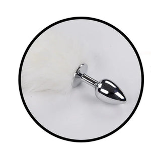 Foxy Tail - Light Up Faux Fur Butt Plug - White Plug - White - MyPleasure