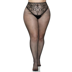 French Cut Backseam Fishnet Tights - Black - 1x/2x - Black - 1x/2x - MyPleasure