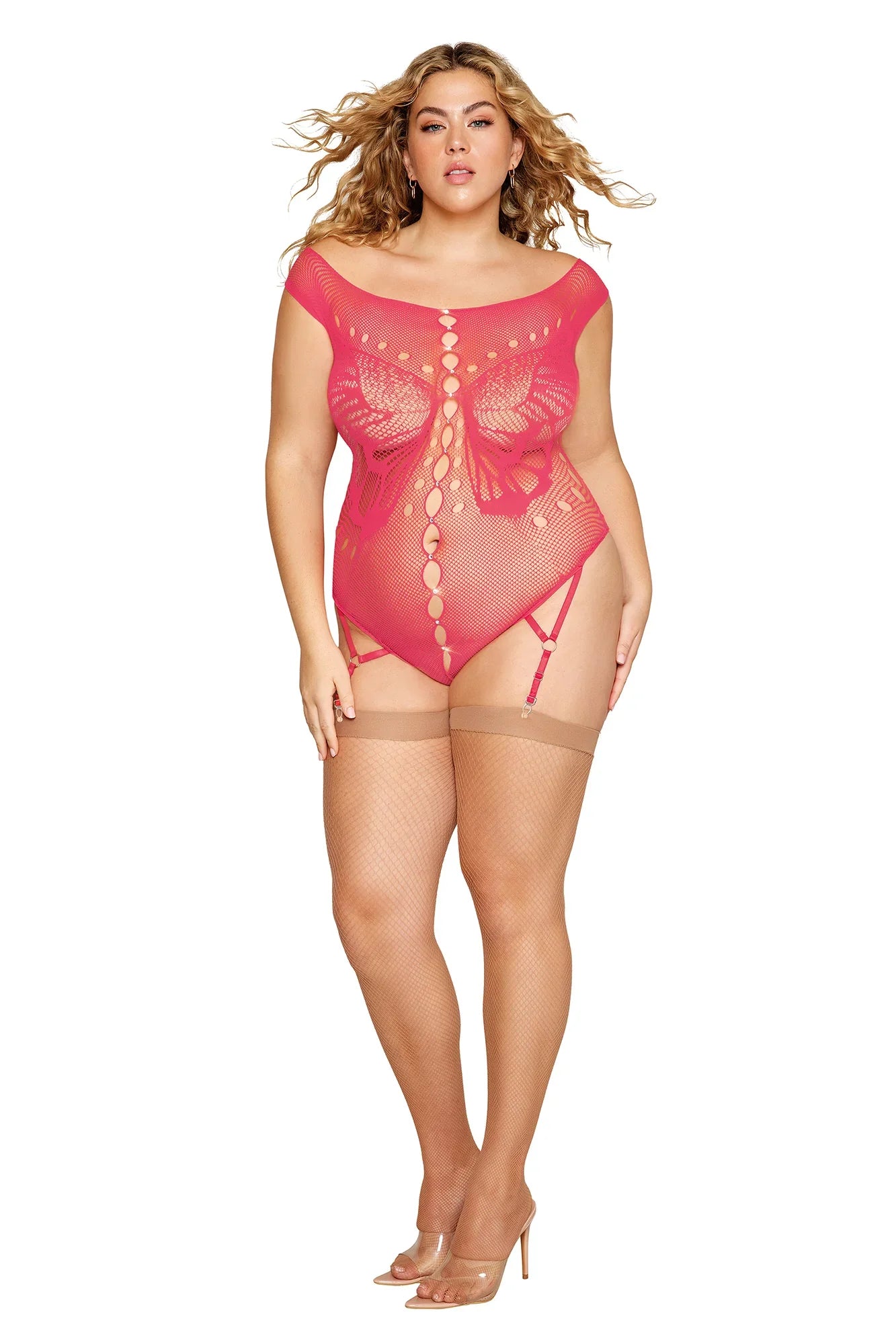 Garter Teddy - Queen Size - Watermelon