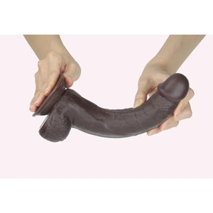 Get Lucky 9 Inch Real Skin Dildo - Dark Brown - MyPleasure