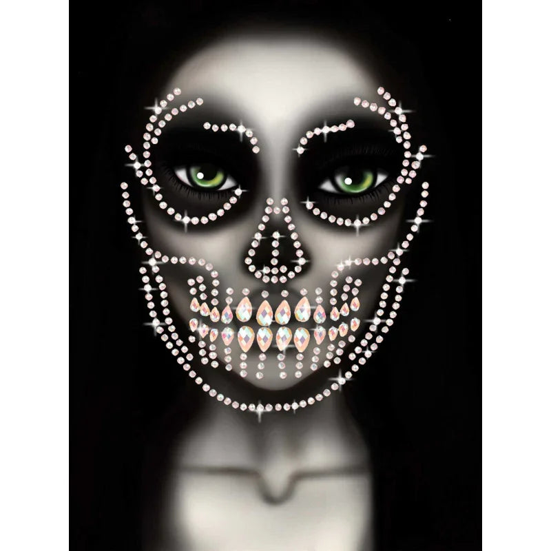 Glow in the Dark Skull Face Jewels Sticker - MyPleasure