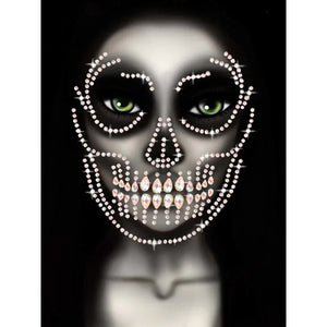 Glow in the Dark Skull Face Jewels Sticker - MyPleasure