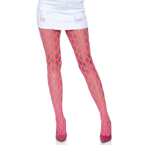 Jumbo Pothole Net Tights - Neon Pink- One Size - MyPleasure