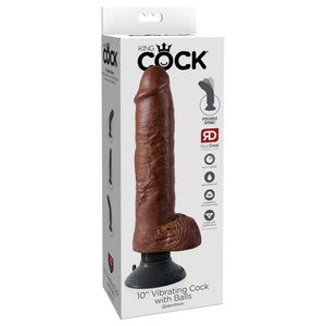 King Cock 10-Inch Vibrating Cock With Balls - Brown - MyPleasure