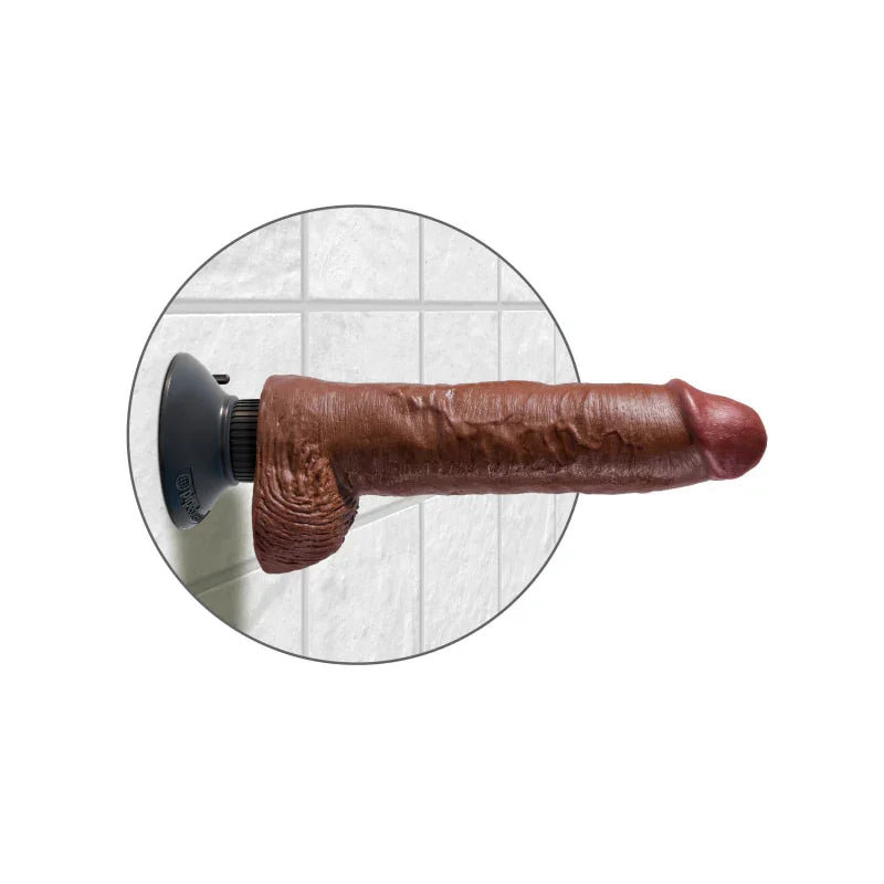 King Cock 10-Inch Vibrating Cock With Balls - Brown - MyPleasure