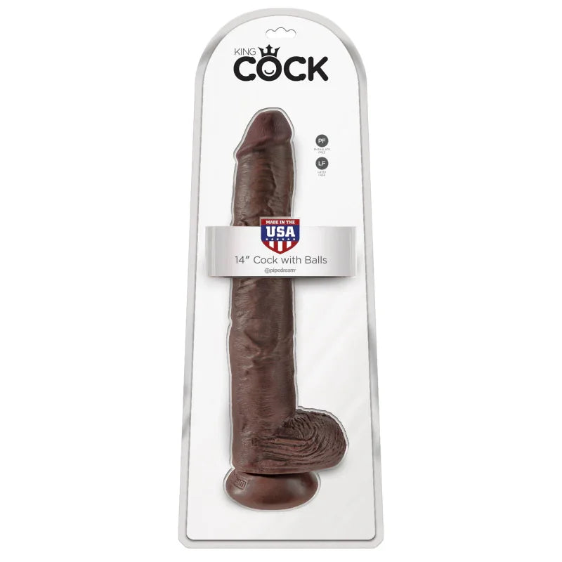King Cock 14" Cock With Balls - Brown - MyPleasure