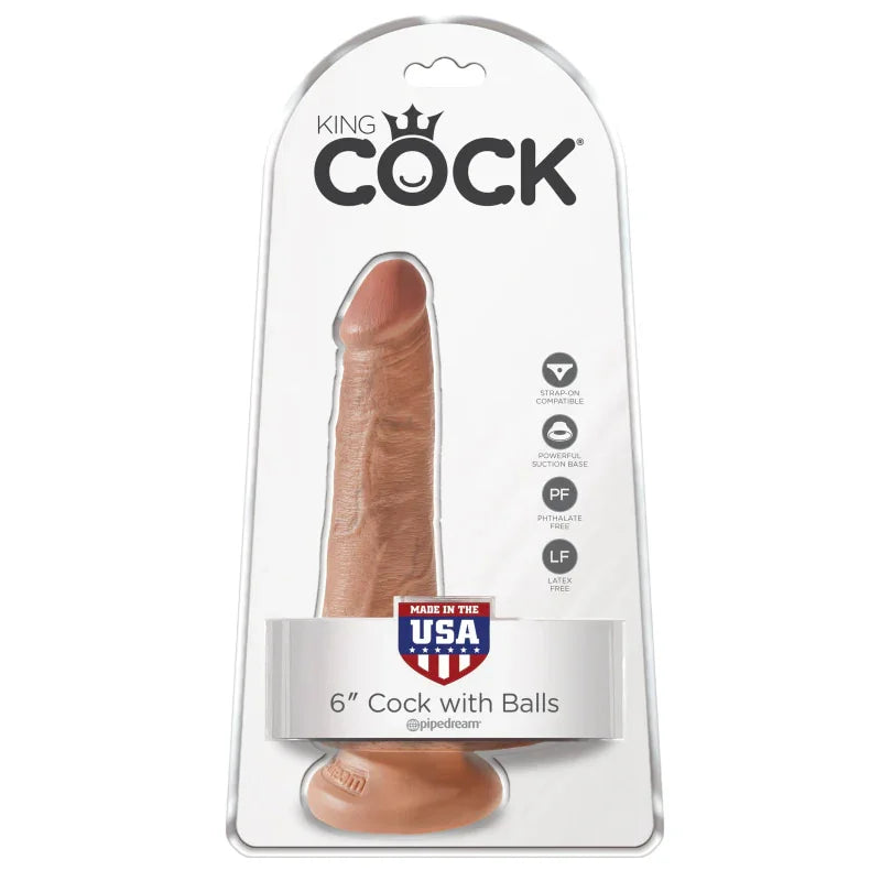 King Cock 6" Cock With Balls - Tan - MyPleasure