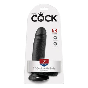 King Cock 7-Inch Cock With Balls - Black - MyPleasure