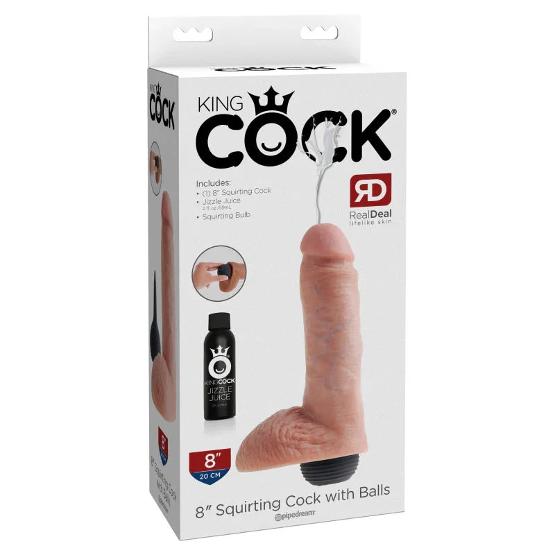 King Cock 8 Inch Squirting Cock With Balls - Flesh - MyPleasure