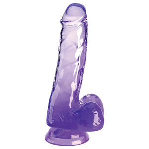 King Cock Clear 6 Inch With Balls - Purple - MyPleasure