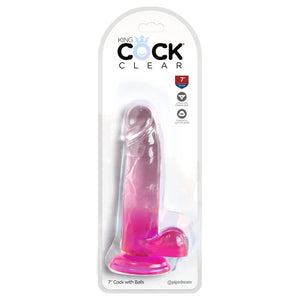 King Cock Clear 7 Inch With Balls - Pink - MyPleasure