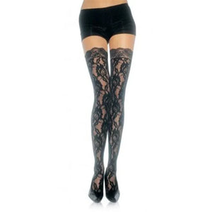 Lace Top Lace Thigh Highs - One Size - Black - MyPleasure