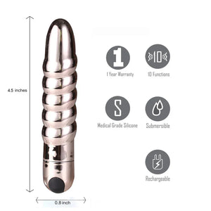 Lola 10 Function Vibrating Twisty Bullet - Rose Gold - MyPleasure