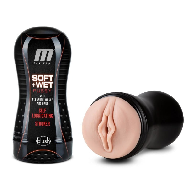 M for Men - Soft and Wet - Pussy With Pleasure Ridges and Orbs - Self Lubricating Stroker Cup - Vanilla - Masturbation Aids for Males