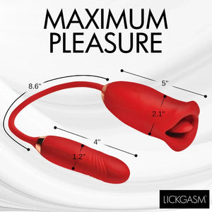 Magic Kiss Kissing Clitoral Stimulator With Thrusting Vibrator - Red - MyPleasure