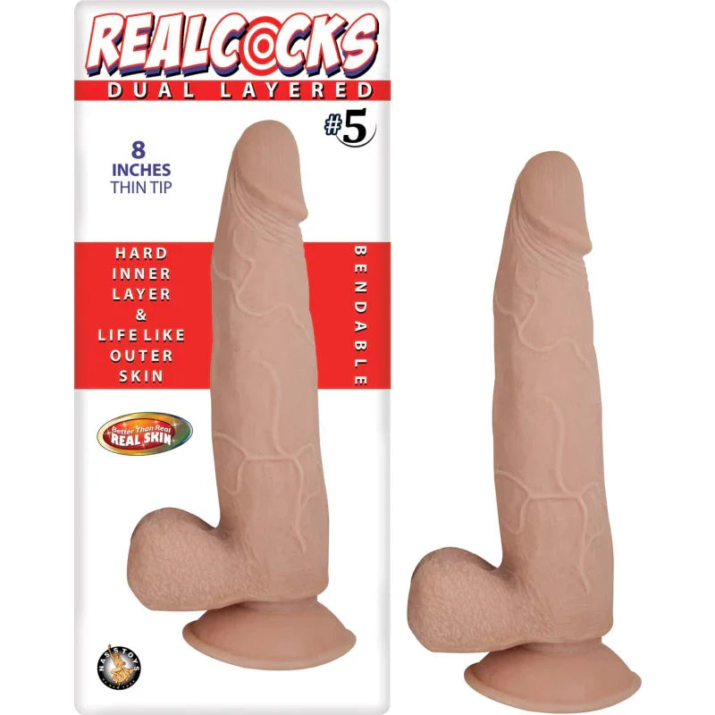 Nasstoys Real Cocks Dual Layered, No.5 Flesh Thin Tip, 8 Inch - MyPleasure