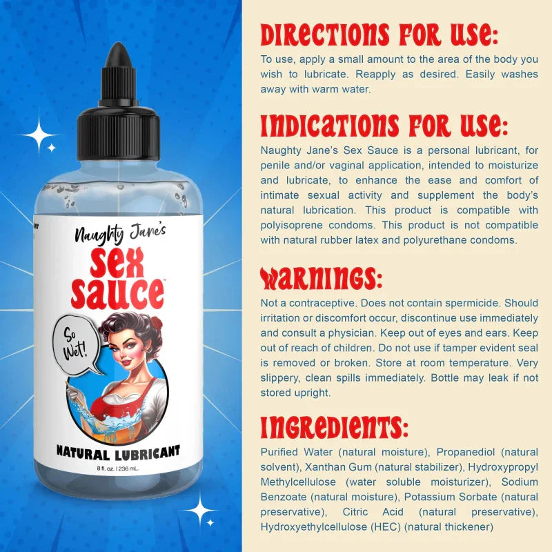 Naughty Jane's Sex Sauce Natural Lubricant 8oz - MyPleasure