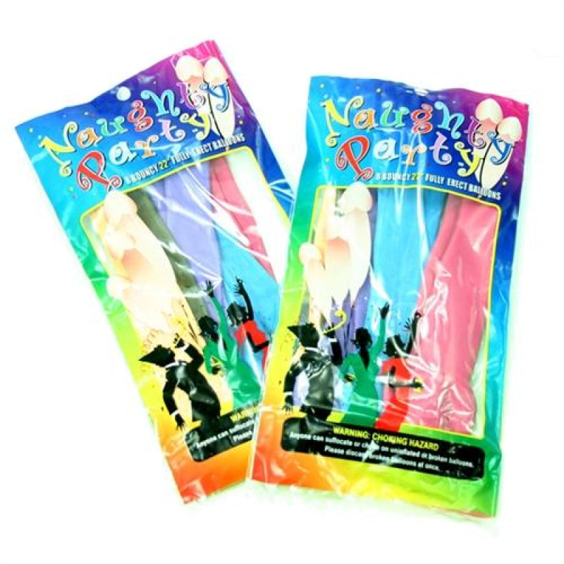 Naughty Party Balloons - Penis - 8 Pack - Assorted Colors