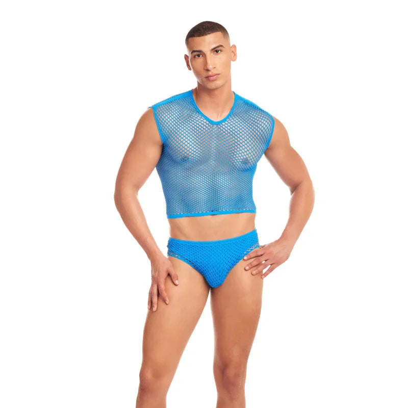 Net Flex 3pc Set - Large/xl - Blue - MyPleasure