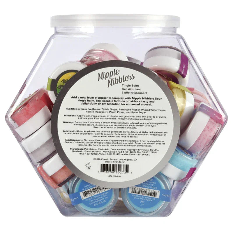 Nipple Nibbler Sour Tingle Balm Assorted - 36 Pc. Bowl - 3g Jar - MyPleasure