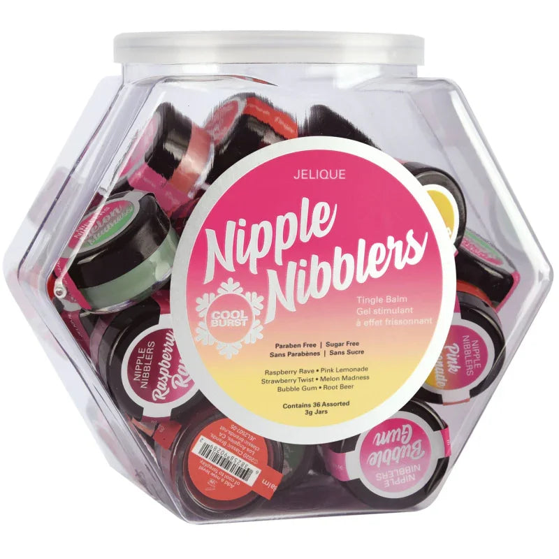 Nipple Nibblers Tingle Balm - 36 Pc. Bowl - 3gm Jars Assorted - MyPleasure