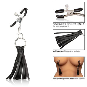 Nipple Play Playful Tassels Nipple Clamps - Black - MyPleasure