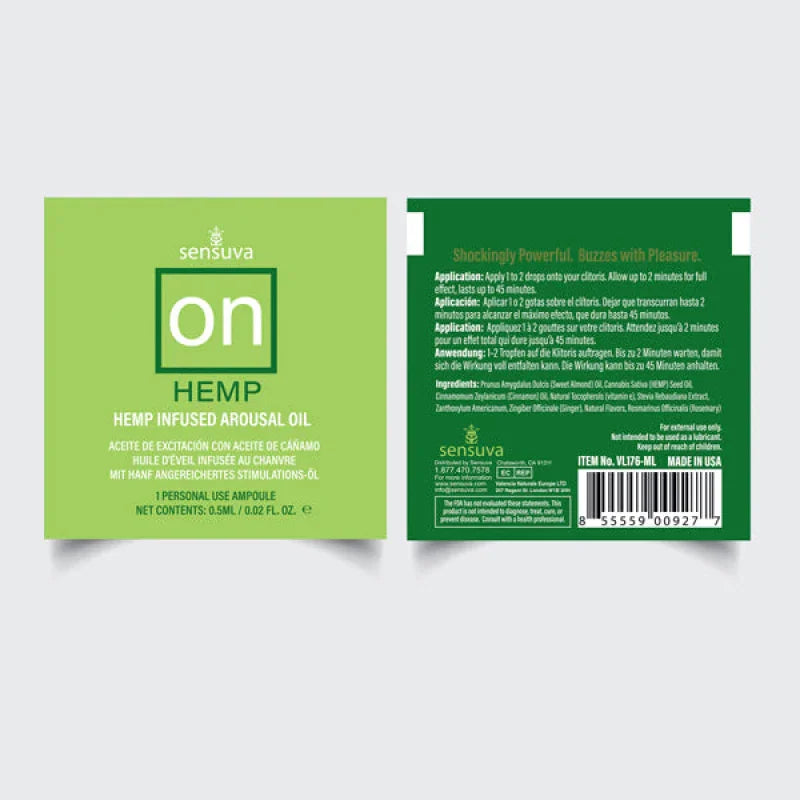 On Hemp Arousal Oil Single Use Ampoule 0.05ml Packet - MyPleasure