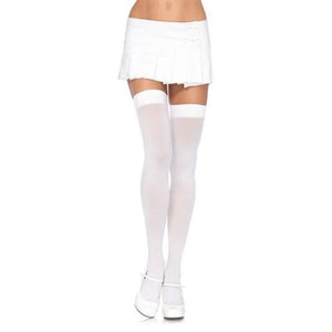 Opaque Thigh Highs - One Size - White - MyPleasure