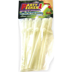 Party Pecker Sipping Straws 10 Pc Bag - Glow in the Dark - MyPleasure