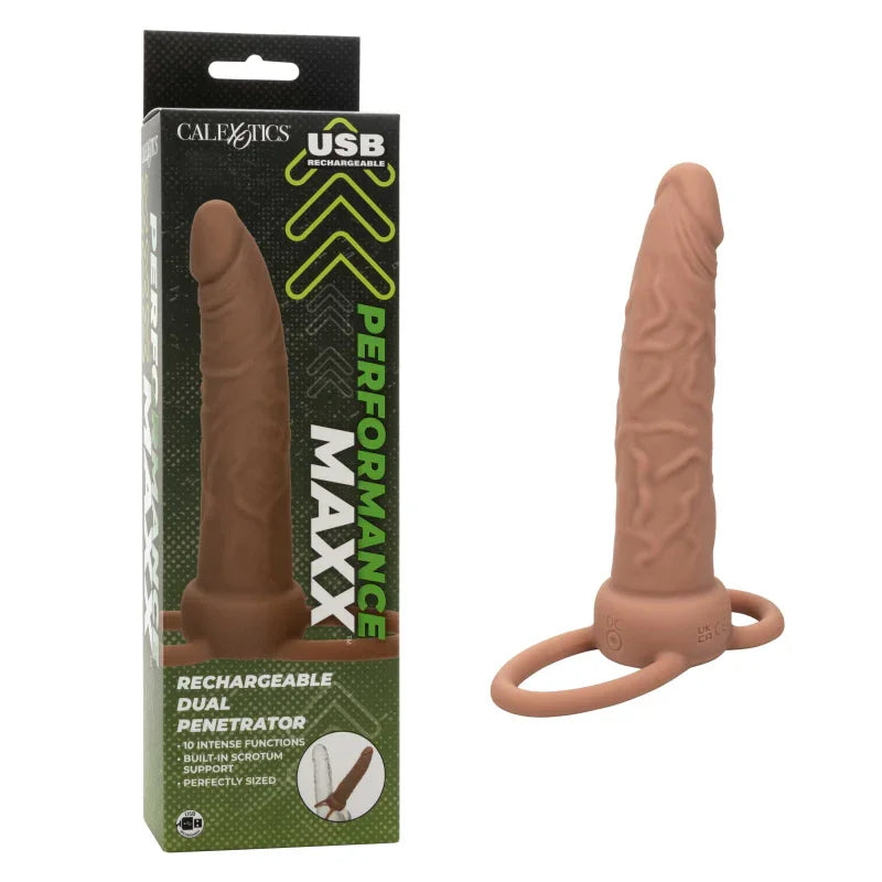 Performance Maxx Rechargeable Dual Penetrator - Brown - MyPleasure
