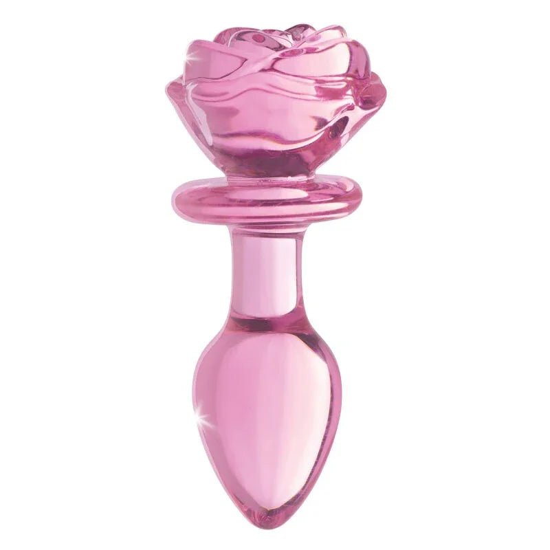 Pink Rose Glass Anal Plug - Medium - MyPleasure