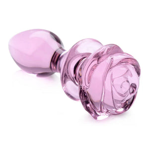 Pink Rose Glass Anal Plug - Medium - MyPleasure
