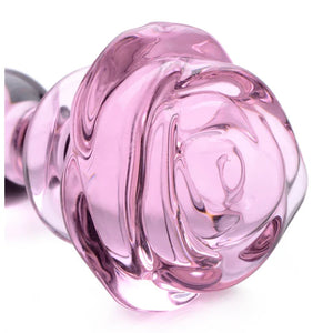 Pink Rose Glass Anal Plug - Small - MyPleasure