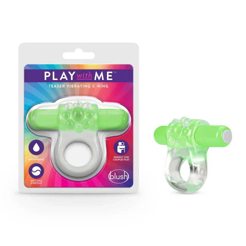 Play With Me Teaser Vibrating C-Ring Green - MyPleasure