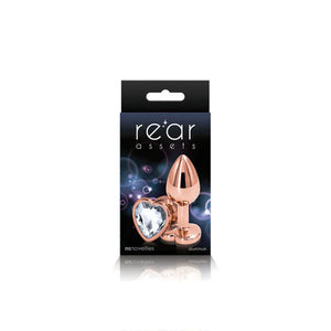 Rear Assets - Rose Gold Heart - Small - Clear - MyPleasure