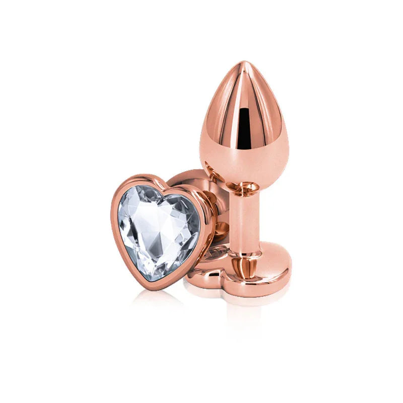 Rear Assets - Rose Gold Heart - Small - Clear - MyPleasure