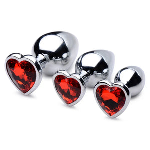 Red Heart Gem Anal Plug Set - MyPleasure