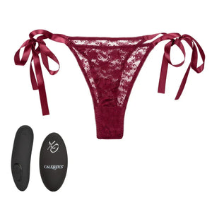 Remote Control Lace Thong Set - Burgundy - MyPleasure
