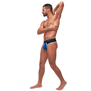 Retro Sport Panel Thong - L/ XL - Black/ Blue - MyPleasure