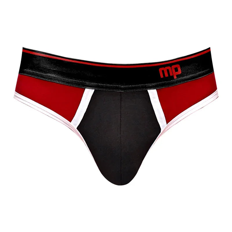 Retro Sport Panel Thong - L/ XL - Red/ Black - MyPleasure