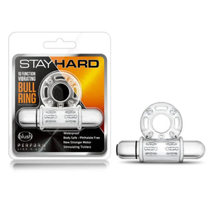 Stay Hard 10 Function Vibrating Bull Ring - Clear - MyPleasure