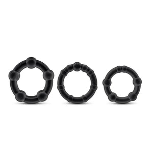 Stay Hard Beaded Cockrings - 3 Pack - Black - MyPleasure