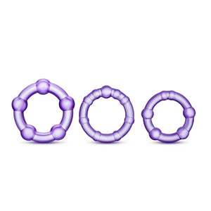 Stay Hard Beaded Cockrings - 3 Pack - Purple - MyPleasure