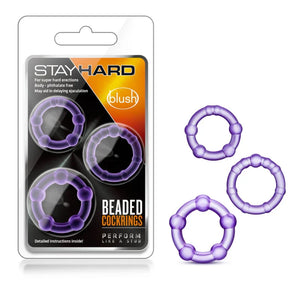 Stay Hard Beaded Cockrings - 3 Pack - Purple - MyPleasure