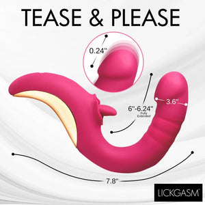 Tease and Please Thrusting and Licking Vibrator - Fuchsia - MyPleasure