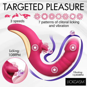 Tease and Please Thrusting and Licking Vibrator - Fuchsia - MyPleasure