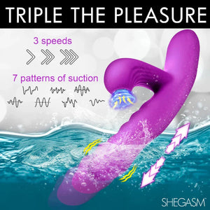 Thrust Wave Thrusting and Sucking Rabbit Vibrator - Purple - MyPleasure