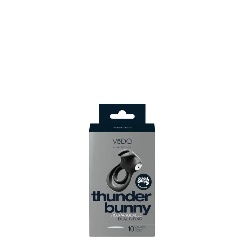 Thunder Bunny Rechargeable Dual Ring - Black Pearl - MyPleasure
