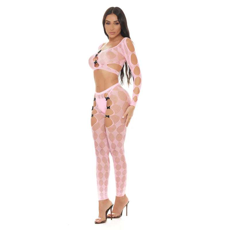 Tongue Twisted Crop Top and Leggings Pink - Os - MyPleasure
